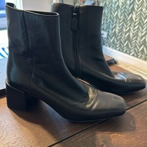 Black Leather Vince Ankle Boots